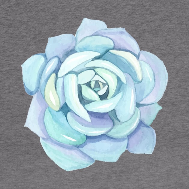 Hand painted blue succulent by SouthPrints